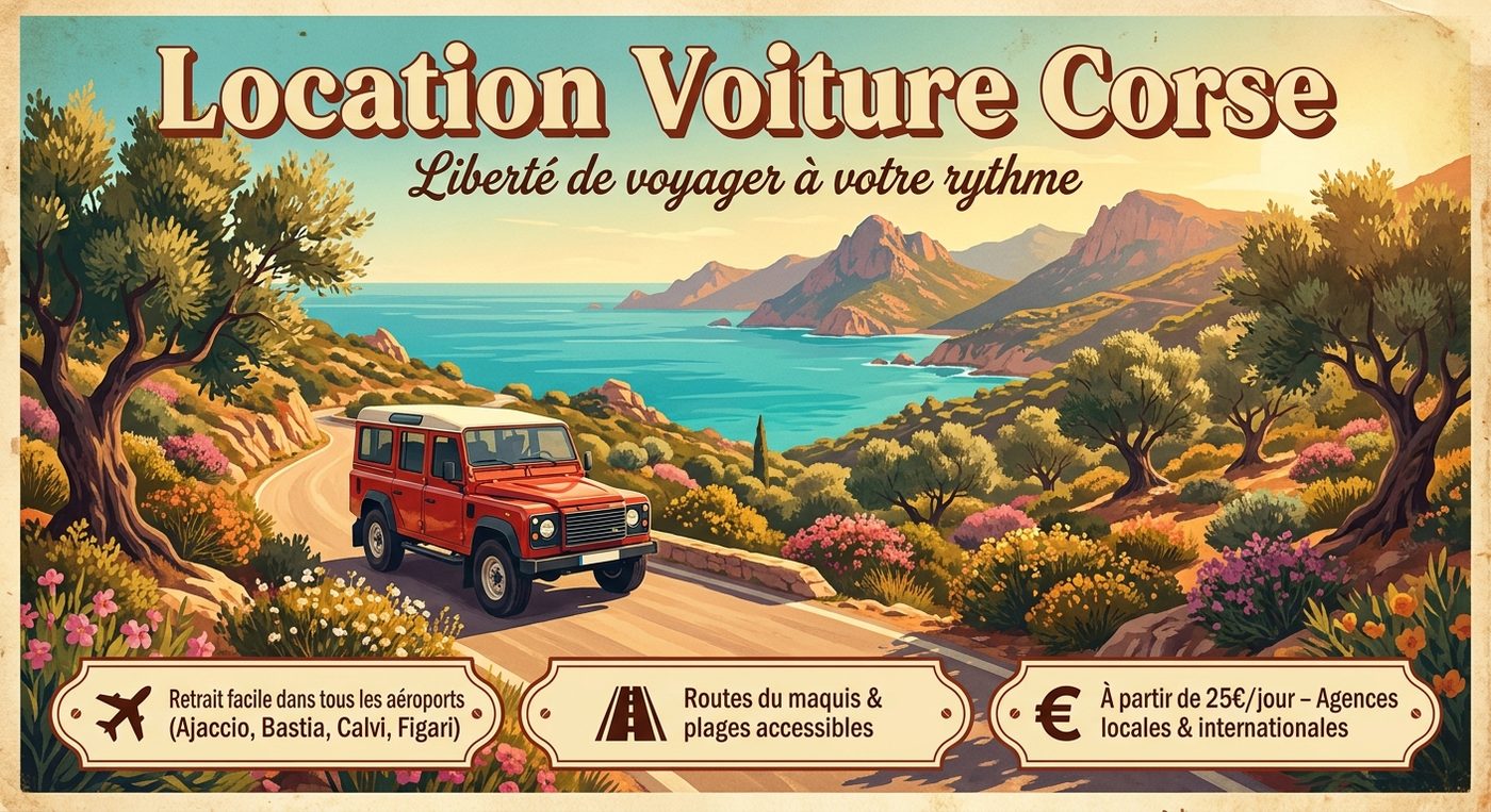 Location de voiture en Corse — Liberté de voyager à votre rythme, retrait dans tous les aéroports, à partir de 25€/jour